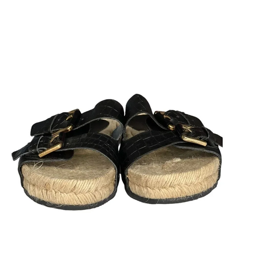 ALDO Buckle Black Sandal with Espadrille Sole NWT